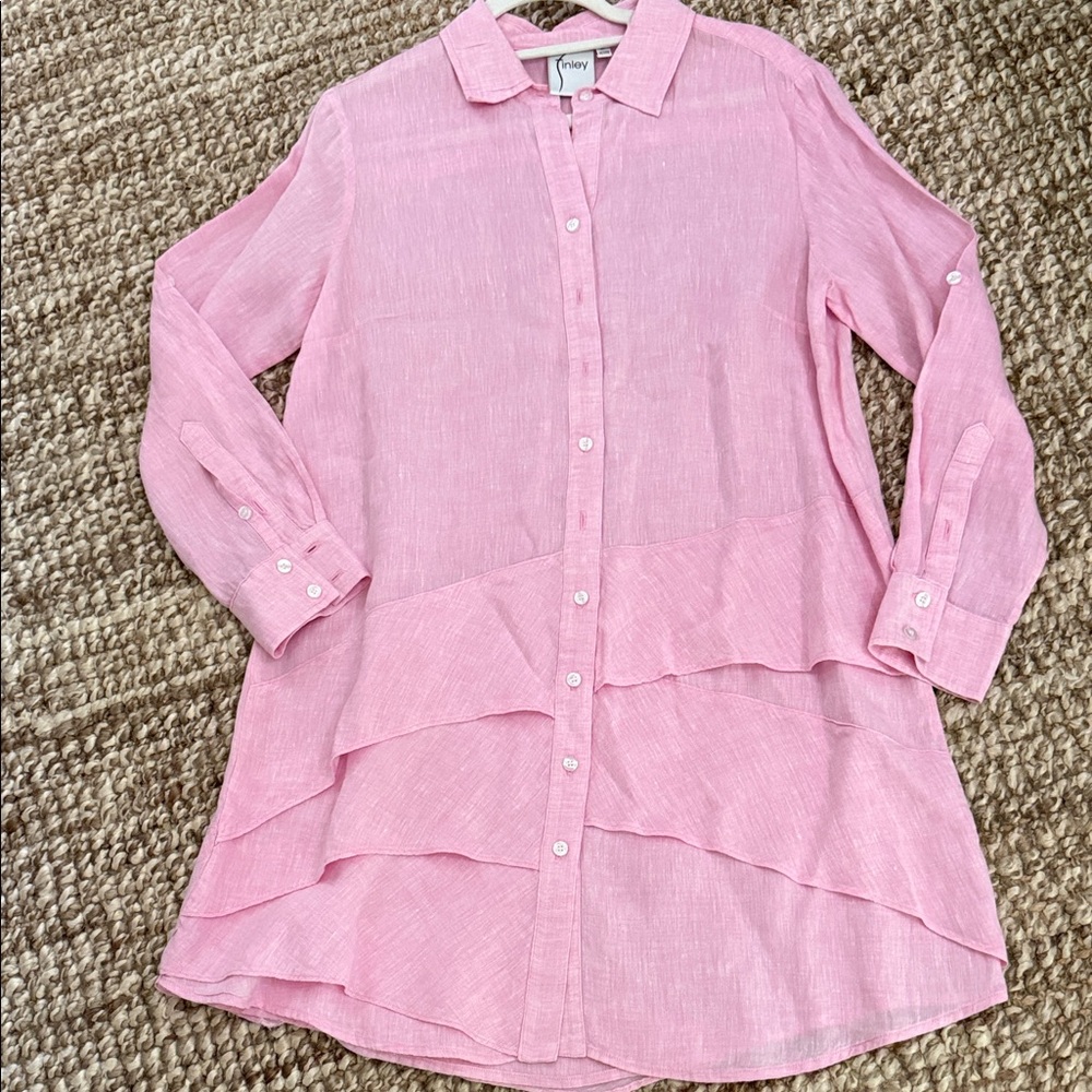 Finley Light Pink Layered Button-Front Tunic